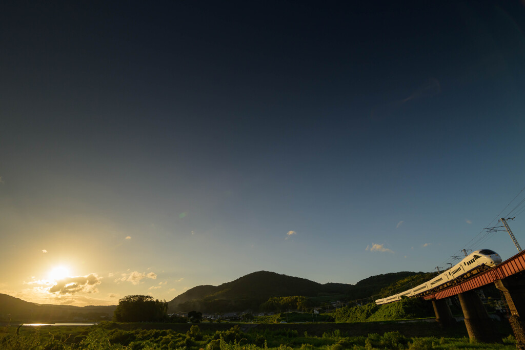 夕陽に照らされて