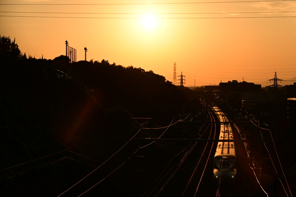 夕日を背にして