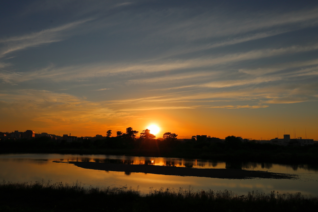 夕刻の多摩川