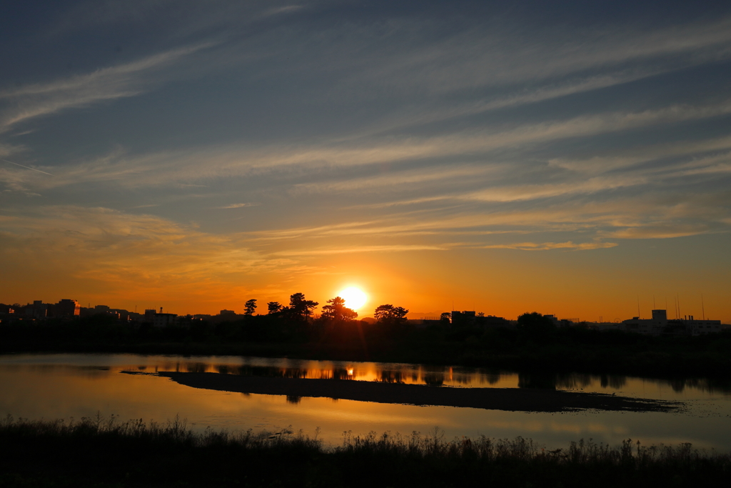 夕刻の多摩川