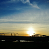 多摩水道橋に落ちる夕日