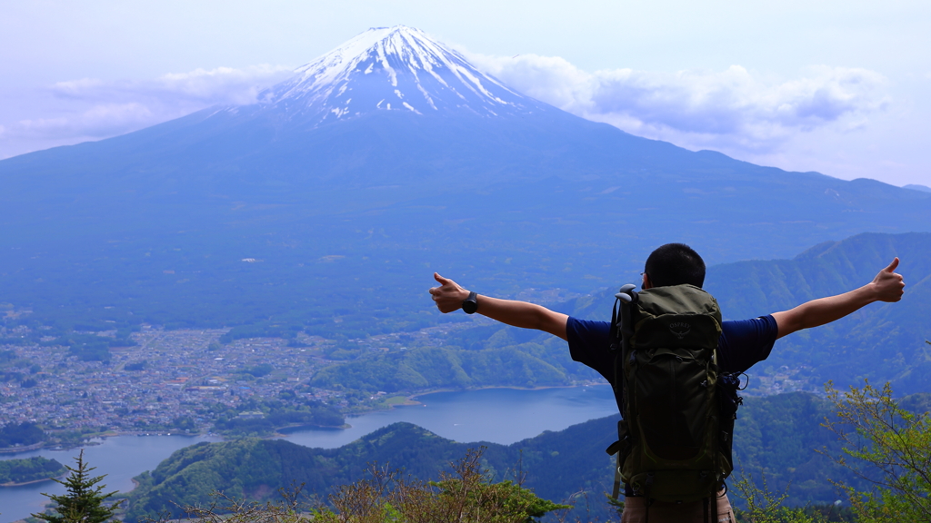 山頂で思わず「でかーい」