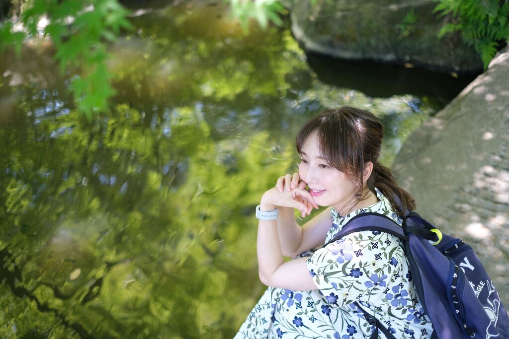 バラ園、にて。