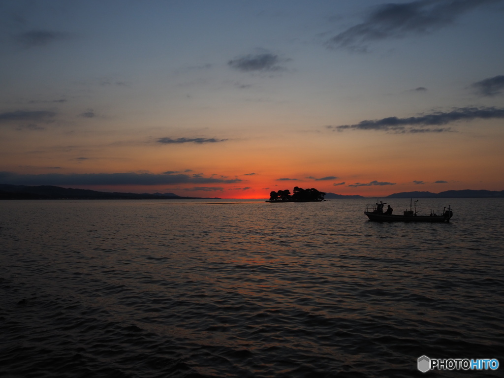 宍道湖の夕景　Ⅷ　『新たな船出』