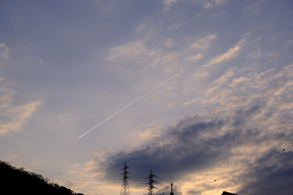飛行機が飛んでいました