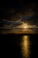 Sea and moon at night