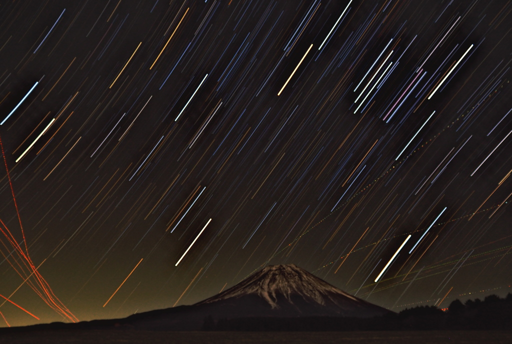 富士山と星空