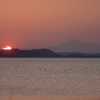夕陽と筑波山