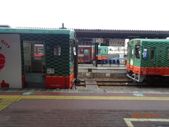 真岡駅にて