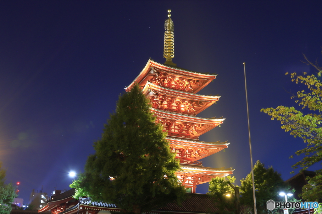 夜の浅草寺