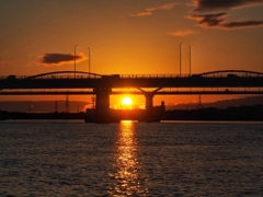 枚方大橋の夕日