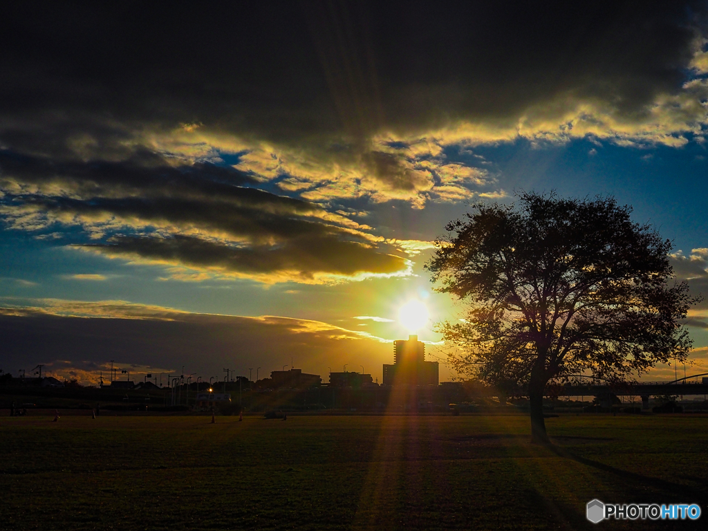 淀川河川公園の夕焼け