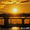 枚方大橋と夕日