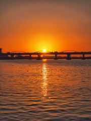 淀川河川公園の夕焼け