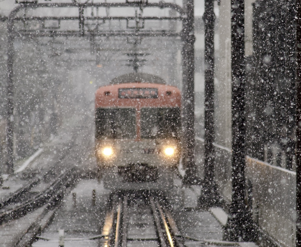 雪の中を行く