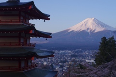富士山と忠霊塔と桜