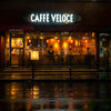 雨の中のコーヒーショップ