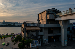 夕陽に照らされて