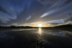 夕暮れの伊豆沼