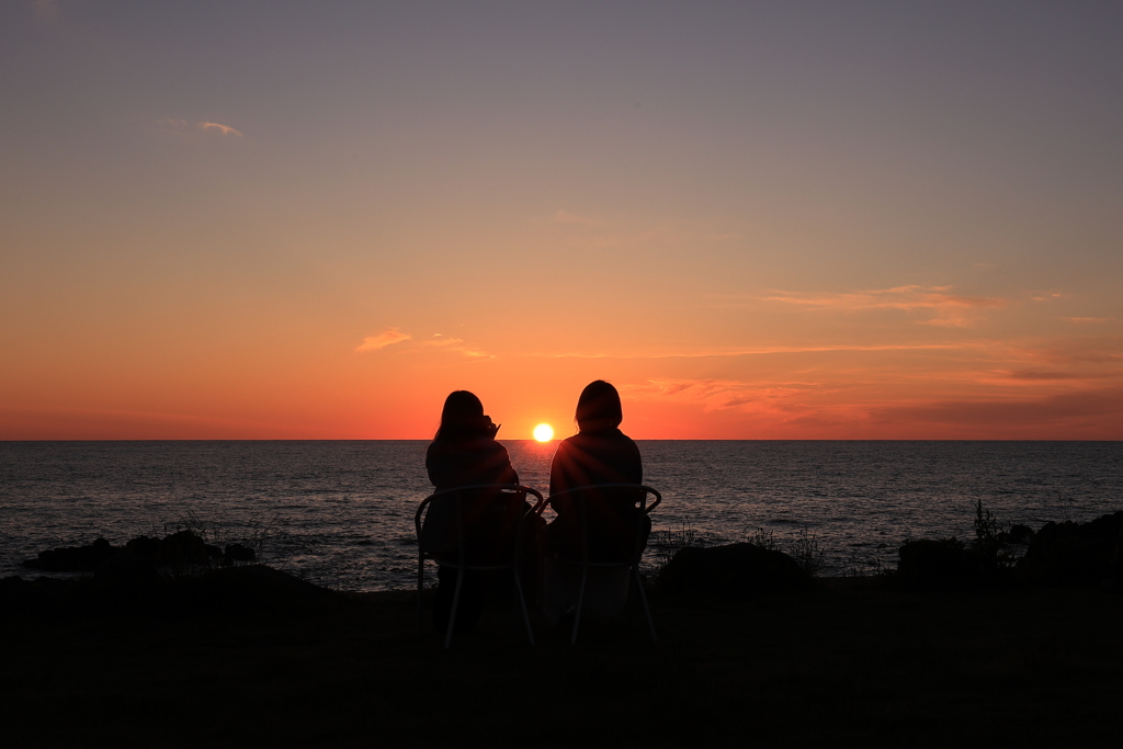 夕日とシルエット