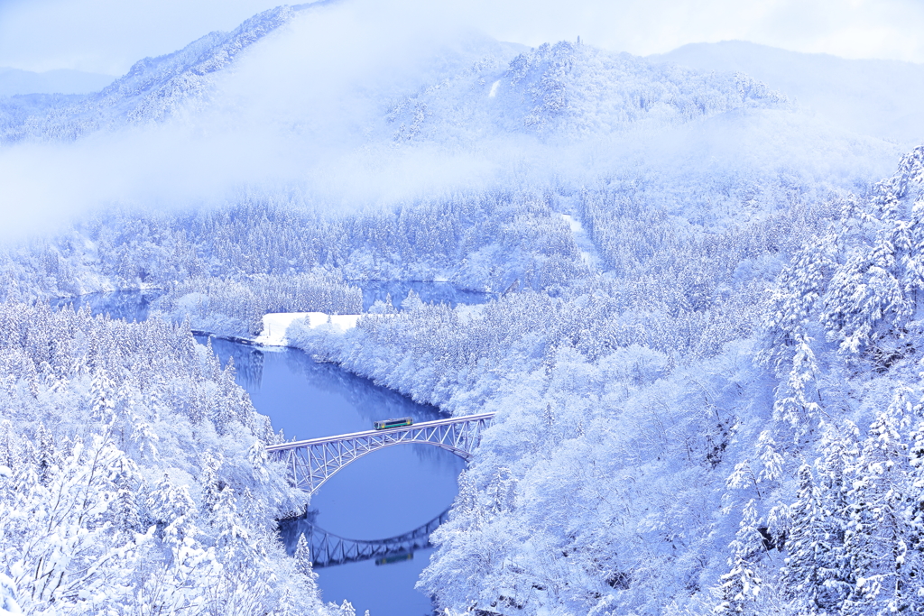 雪景色と只見線