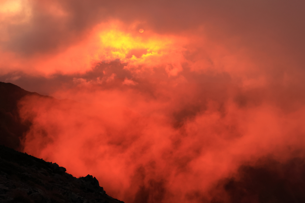 間ノ岳から夕焼け