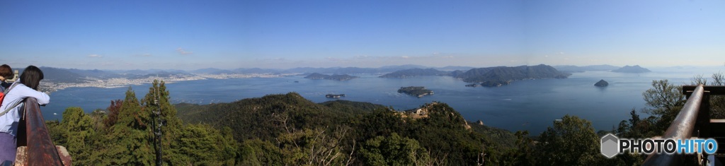 弥山から見る広島湾の パノラマ風景