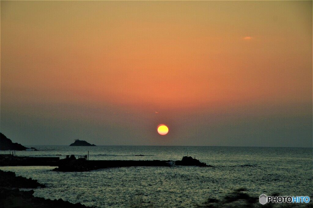 山陰海岸の夕日