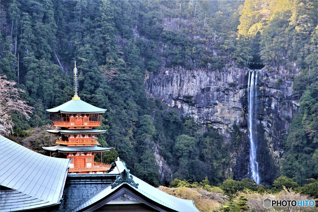 青岸渡寺三重塔と那智の滝