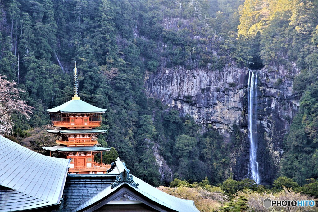 青岸渡寺三重塔と那智の滝