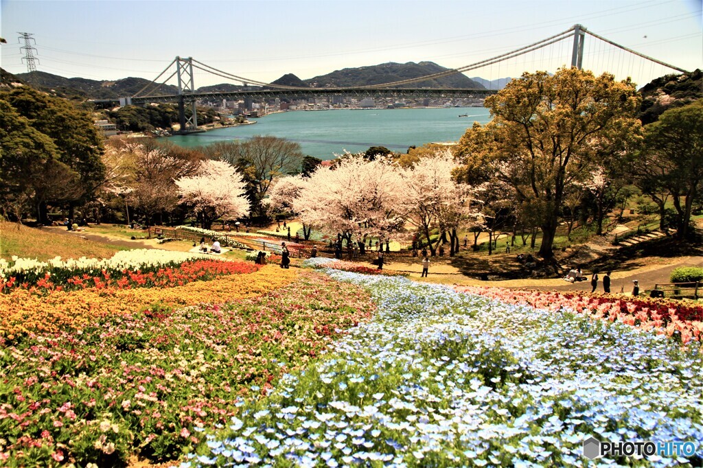 関門海峡を望む公園