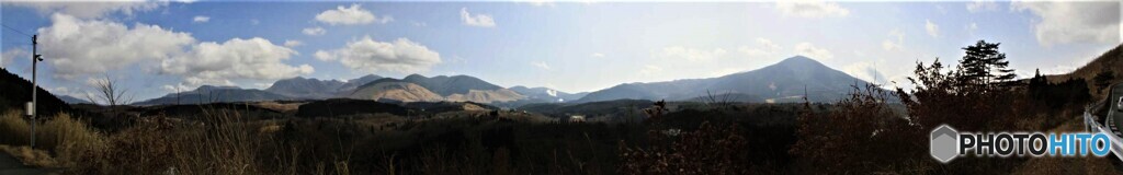 冬の九重連山をパノラマ遠望