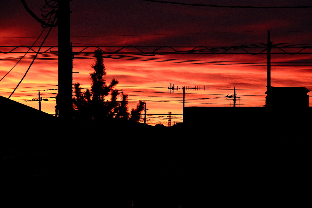 部屋からの夕空