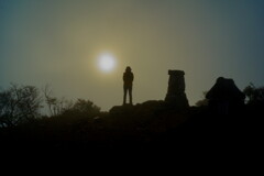 祖母山頂からの御来光　無念