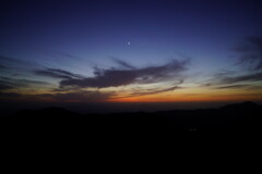 夕陽と三日月