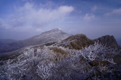 霧氷と祖母山