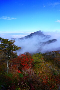 障子岳より祖母山を眺める