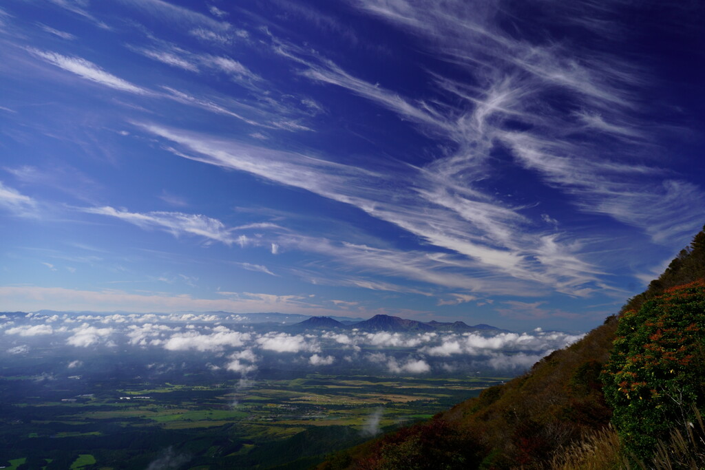 鳴子山より見る阿蘇山