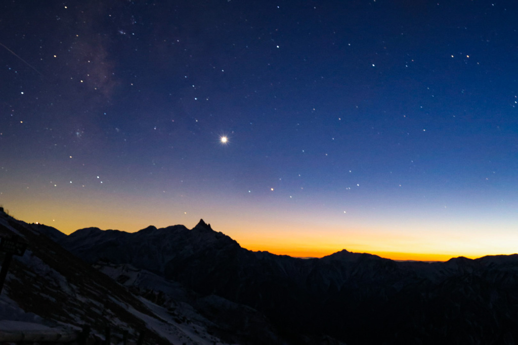 槍ヶ岳と星空