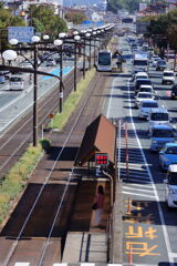 豊橋市内路面電車が走る情景