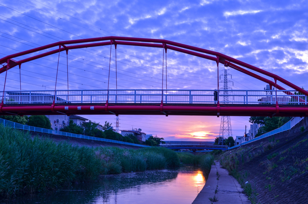 早渕川の夕日