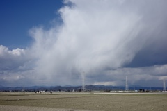 冬の空、雲、山