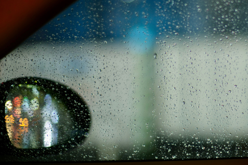 The sound of rain hitting the silence