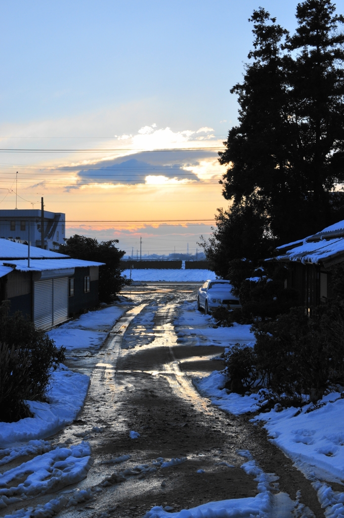 我が家の夕日