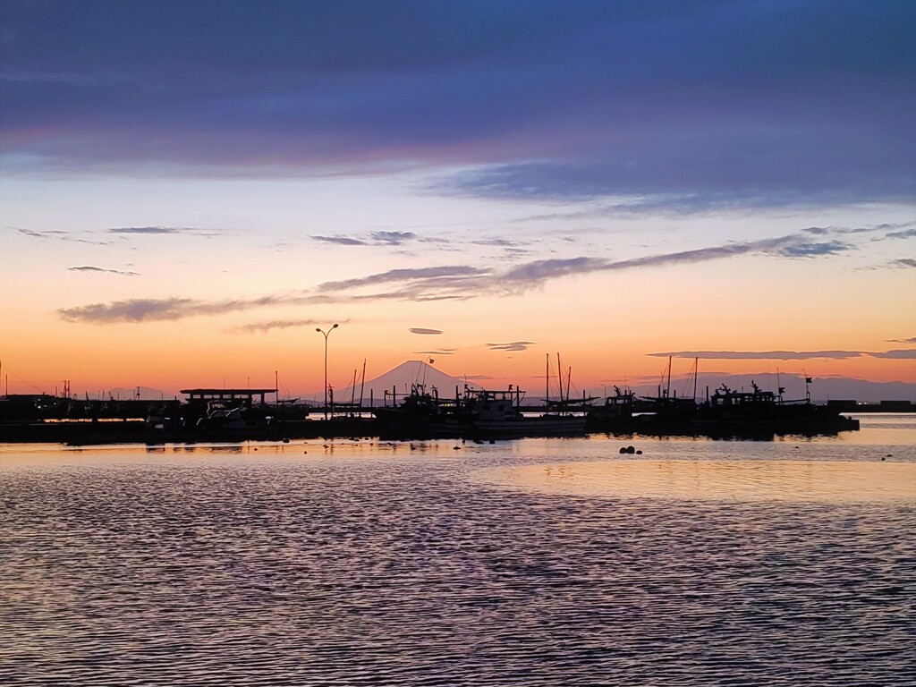富津漁港・春の夕べ