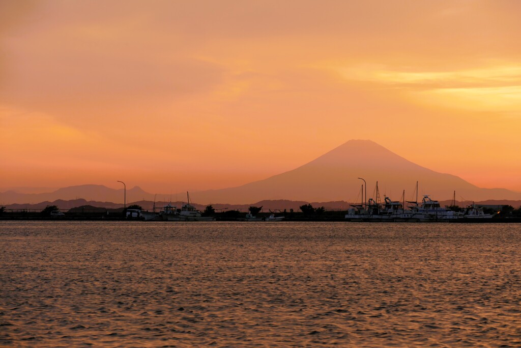 上総からの夕景富士