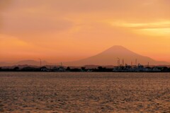 上総からの夕景富士