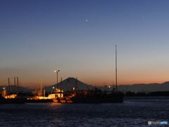 夕景・・・星と船と富士山と