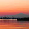 夕景と遠景富士