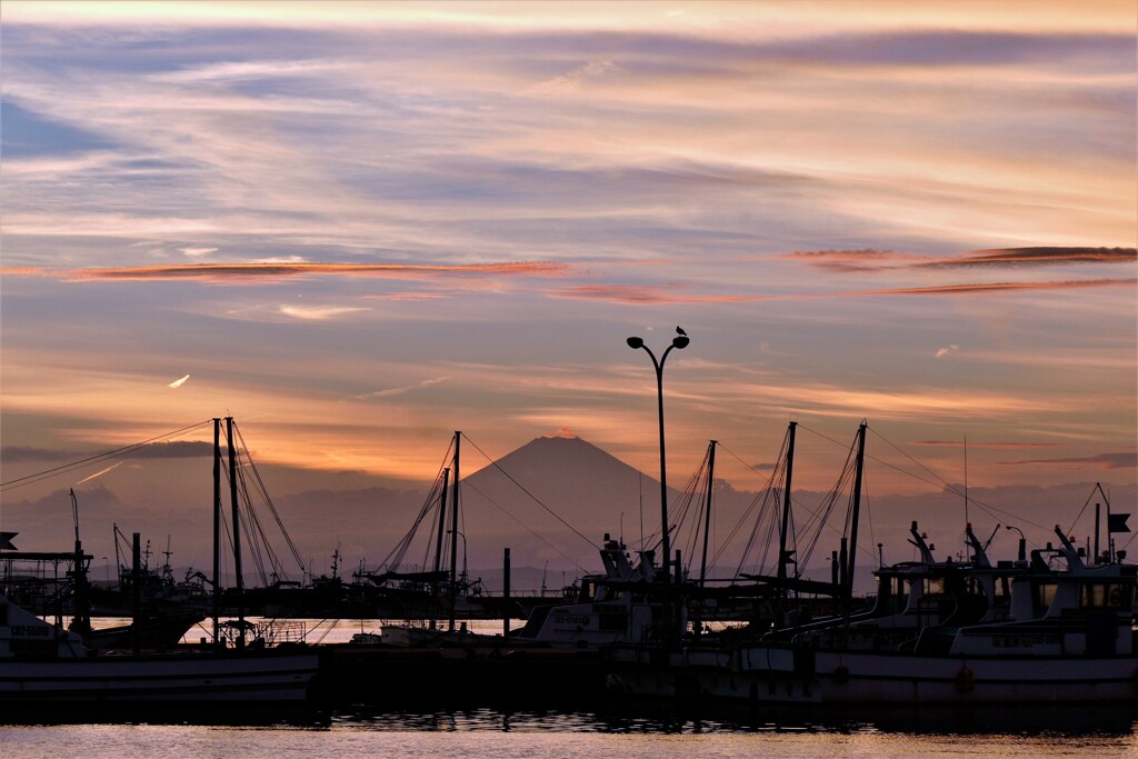 夕景・富士と秋空